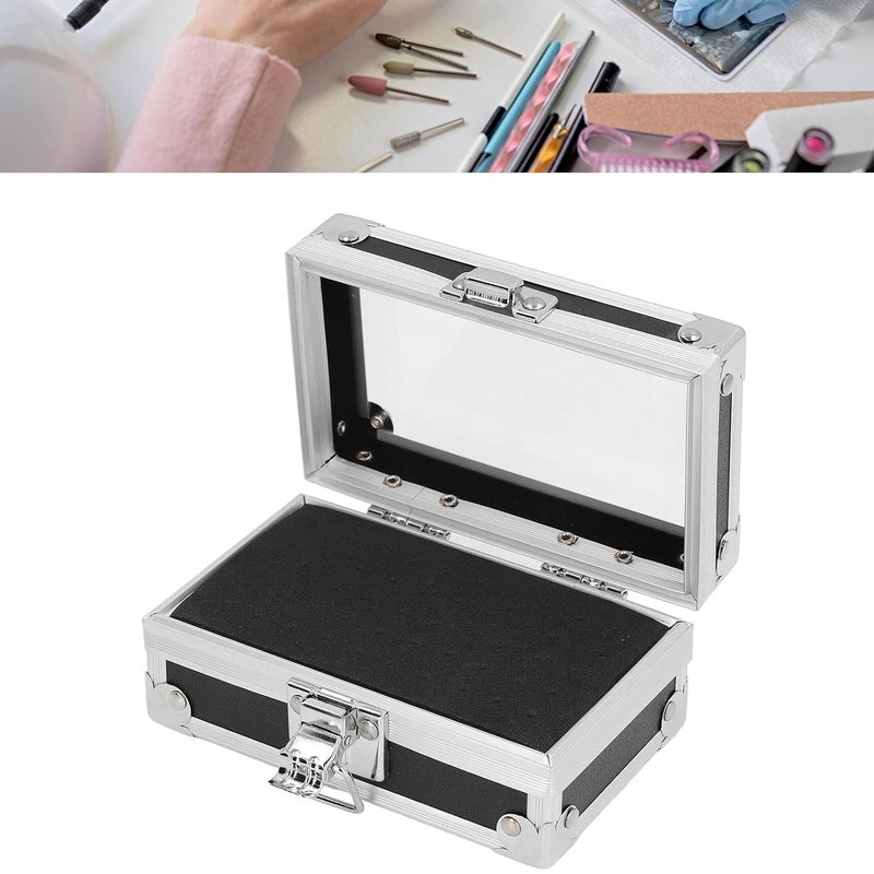 Pomya Nail Drill Bit Holder Storage Box, Multi Hole Nail Drill Bits Stand Displayer with Transparent Cover, Nail Bits Organizers Container (Black) - Image 5